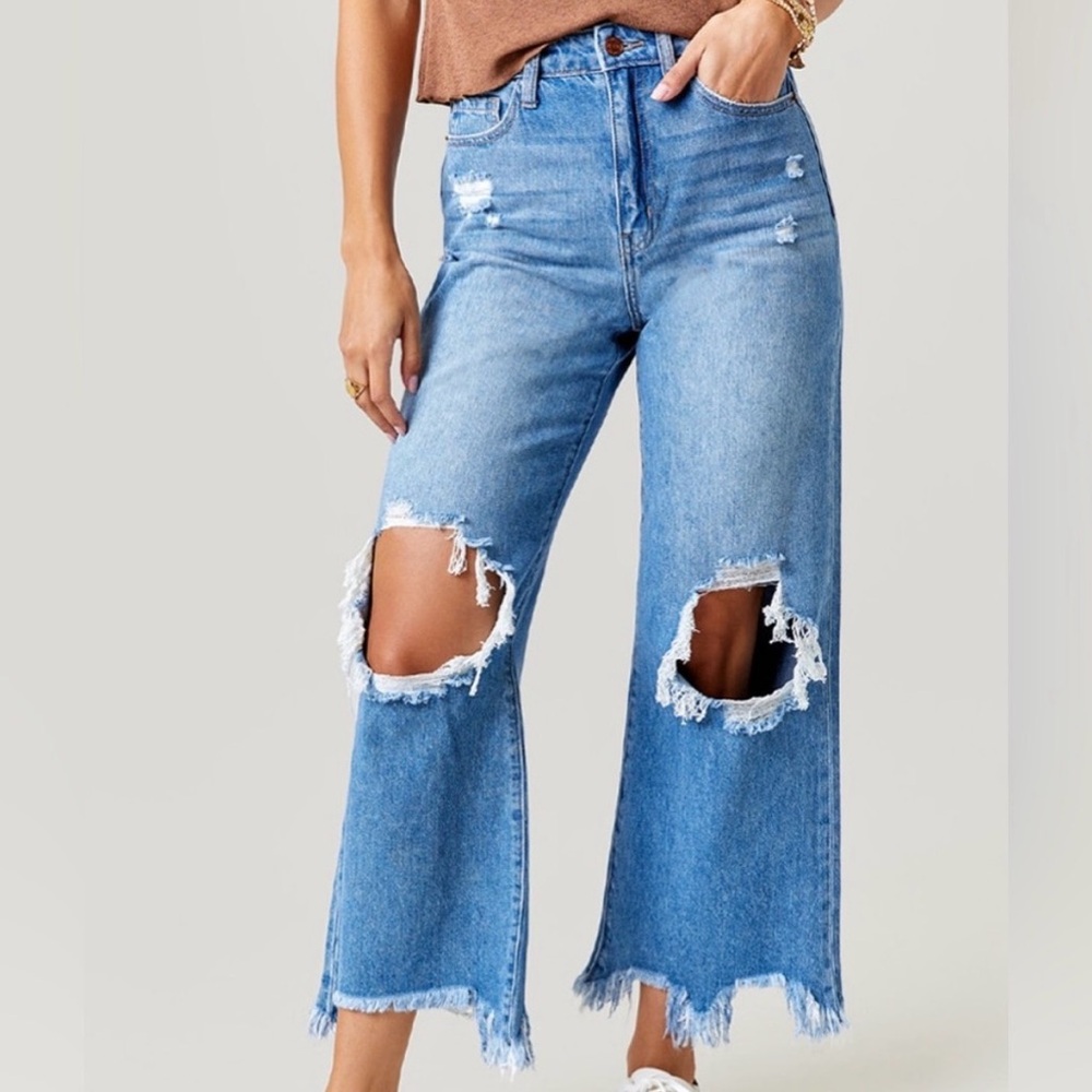 Francesca's Harper Heritage Jeans Wide Leg Light Blue Wash